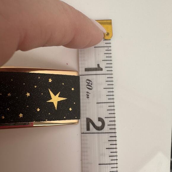 Women\'s Chanel Black & Gold Logo Star Print Hair Barrette Clip main image 4